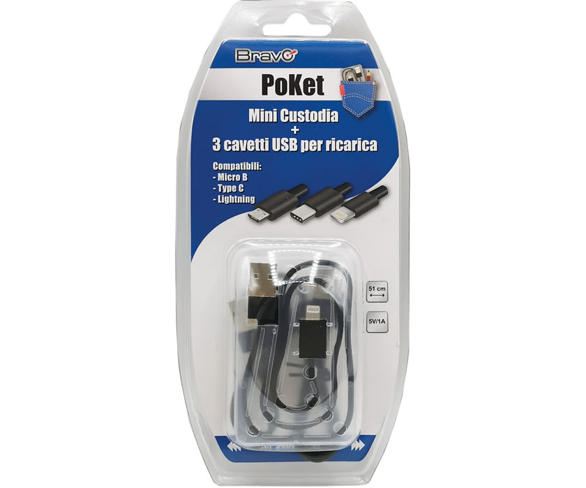 PoKet - CUSTODIA PER CAVO TEL + 3 CAVI